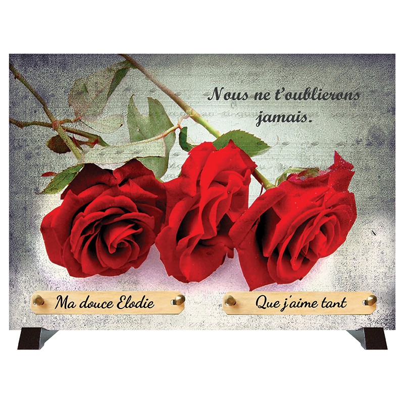 Plaque Funéraire "Roses rouges"