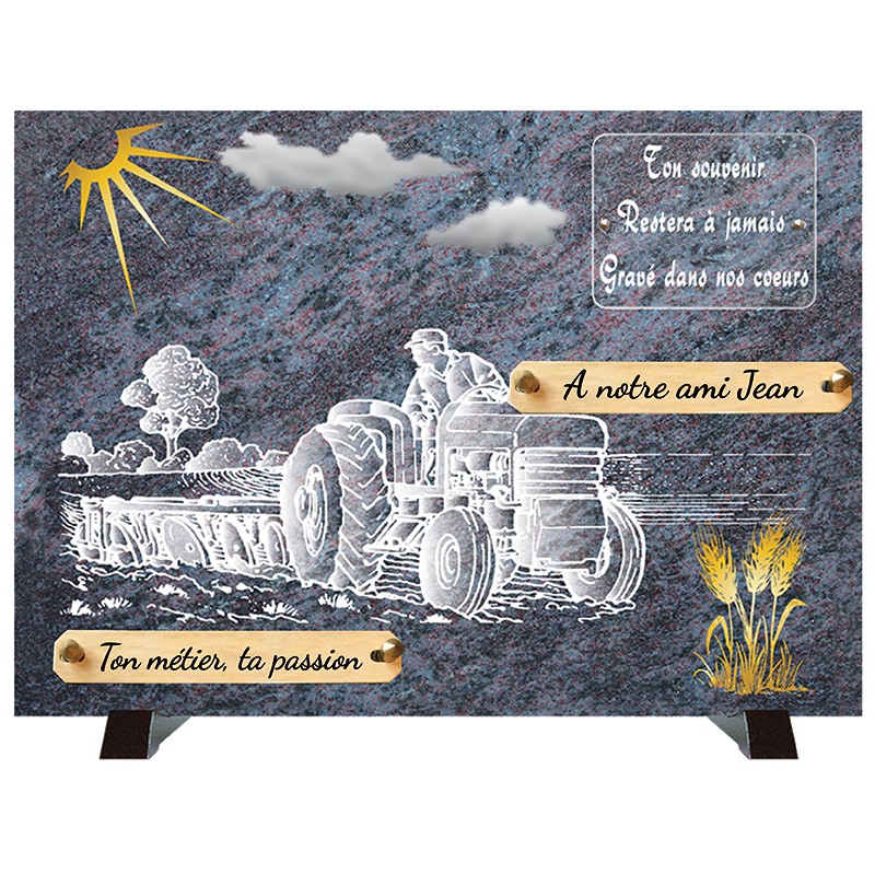 Plaque Funéraire "Compogranit" Campagne Agriculteur