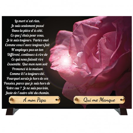 Plaque Funéraire "Rose rose"