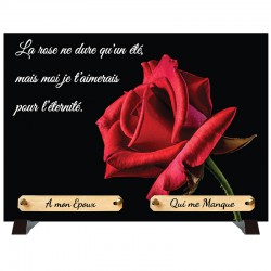 Plaque Funéraire "Rose rouge"