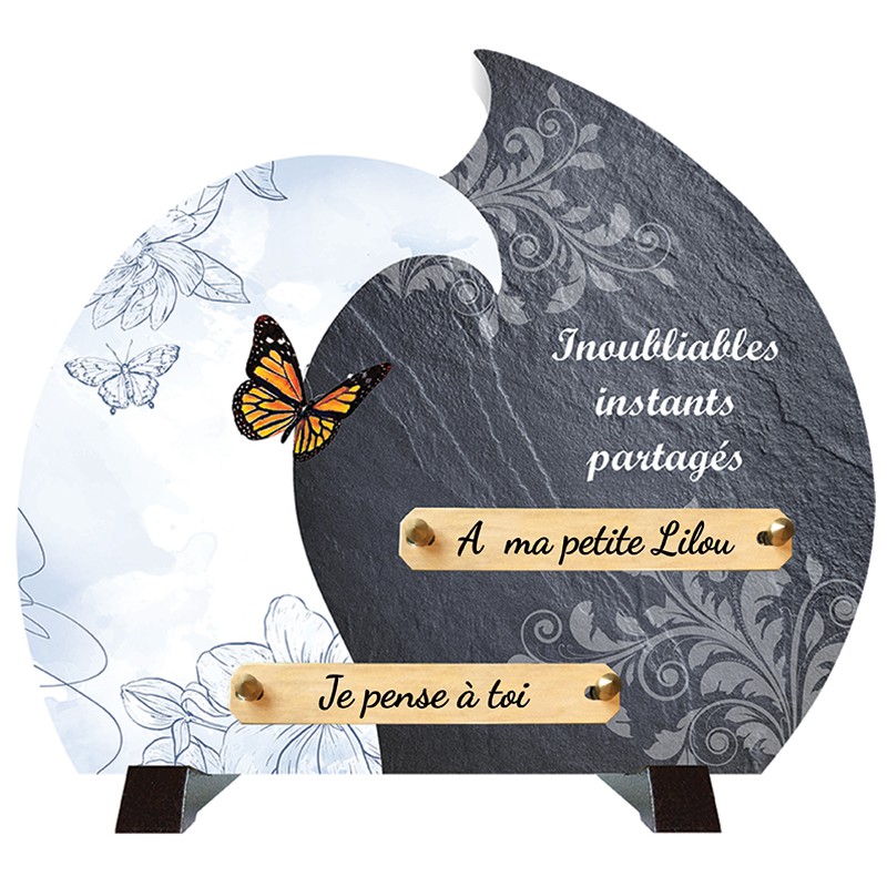 Plaque Funéraire moderne Composite Papillon sur pieds