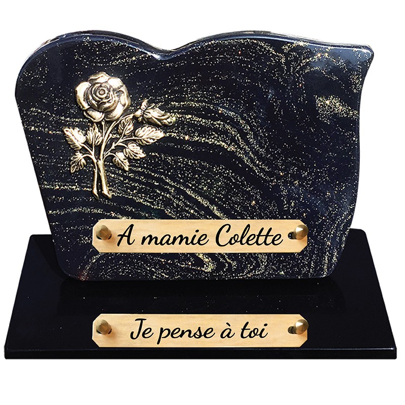 Plaque Funéraire Composite sur socle Bronze Rose