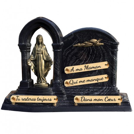 Plaque Funéraire Composite sur socle avec Vierge et Colombe