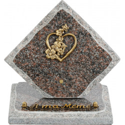 Plaque funéraire granit losange 1 inter Bronze Coeur INT024 HB