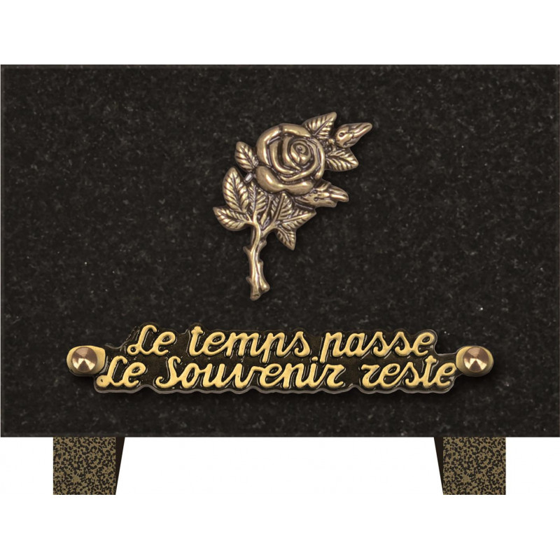 Plaque funéraire granit Bronze Fleur 1 inter INT039 MA