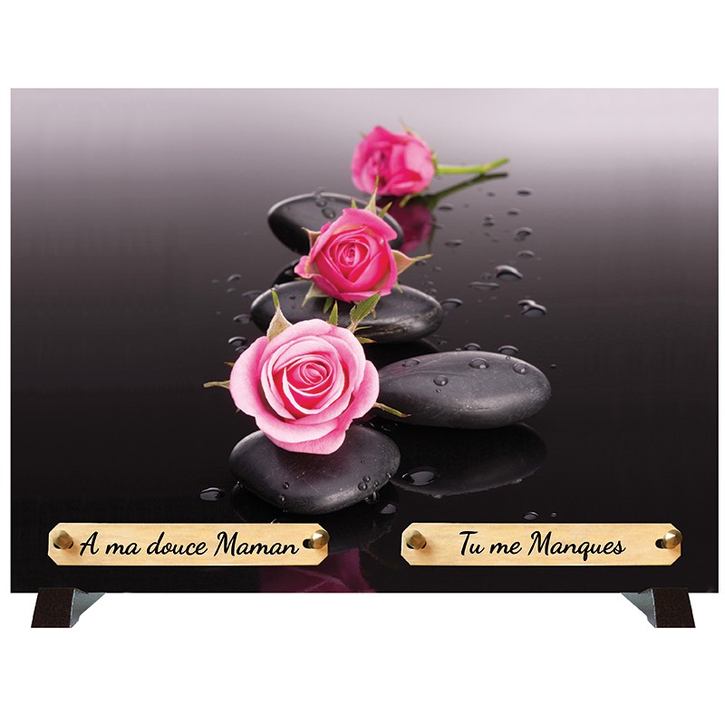 Plaque Funéraire "Fleurs Zen"