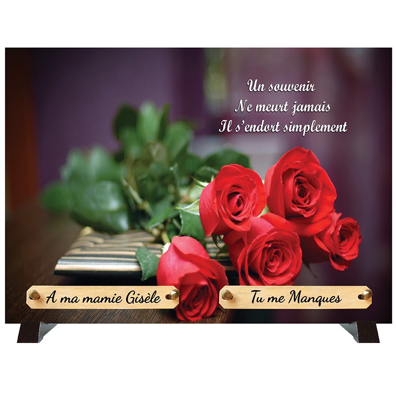 Plaque Funéraire "Bouquet de roses rouges"